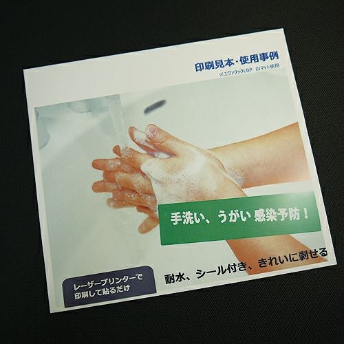 レーザープリンタ用 耐水タック 白光沢フィルム エヴァタックLBP 総厚170um 強粘着再剥離 297㎜×700㎜ 50枚入/冊