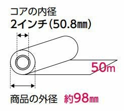 普通紙70 914mm×50m 2インチ 2本箱入