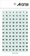 a-one 特殊ラベル 数字 9mm丸 白 黒文字 3シート（1～100 各4片） 08086