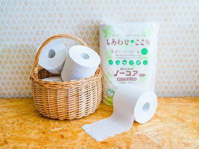 無漂白・無香料・再生紙100% しあわせここち 厚口トイレットペーパー